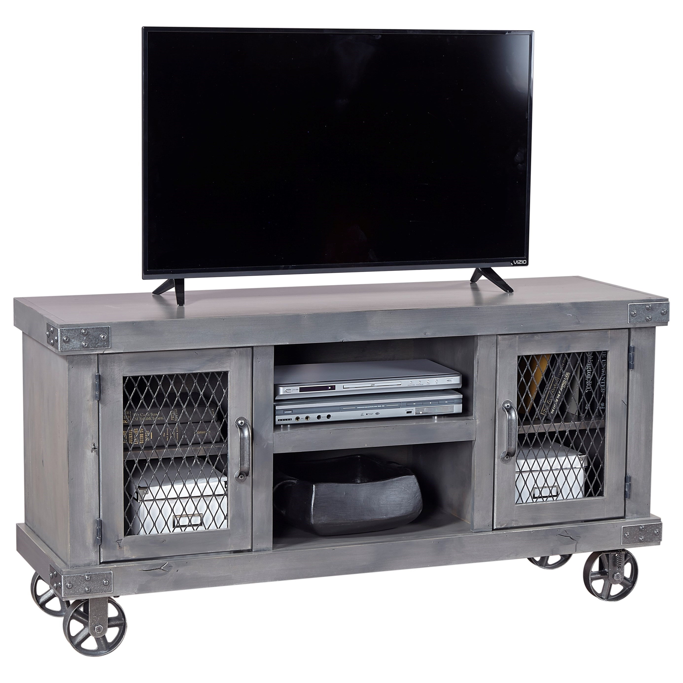 Aspenhome Industrial 55\u0026quot; Console with Metal Casters Boulevard Home Furnishings TV Stands Aspenhome Industrial 55\u0026quot; Console with Metal Casters Boulevard Home Furnishings TV Stands